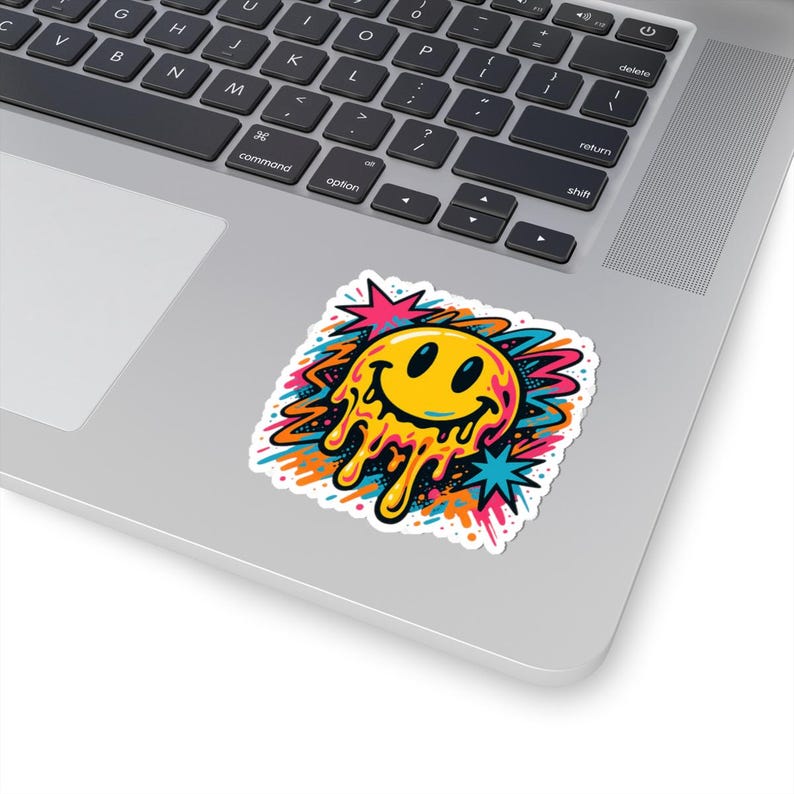 Neo-Pop Melting Happy Face Aufkleber, Urban Streetwear Kunst Aufkleber Bild 11