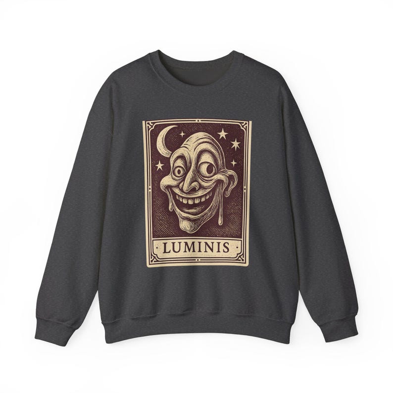 Sudadera Neo Pop con sonrisa deformada, suéter retro con diseño de cara feliz, diseño con efecto goteo. imagen 5