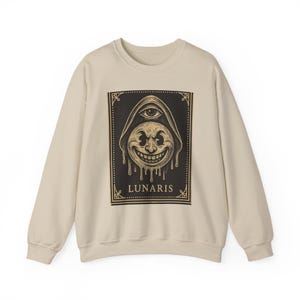 Felpa con cappuccio vintage con mascotte della luna in stile cartone animato, Warped Grin Neo Pop Apparel immagine 3