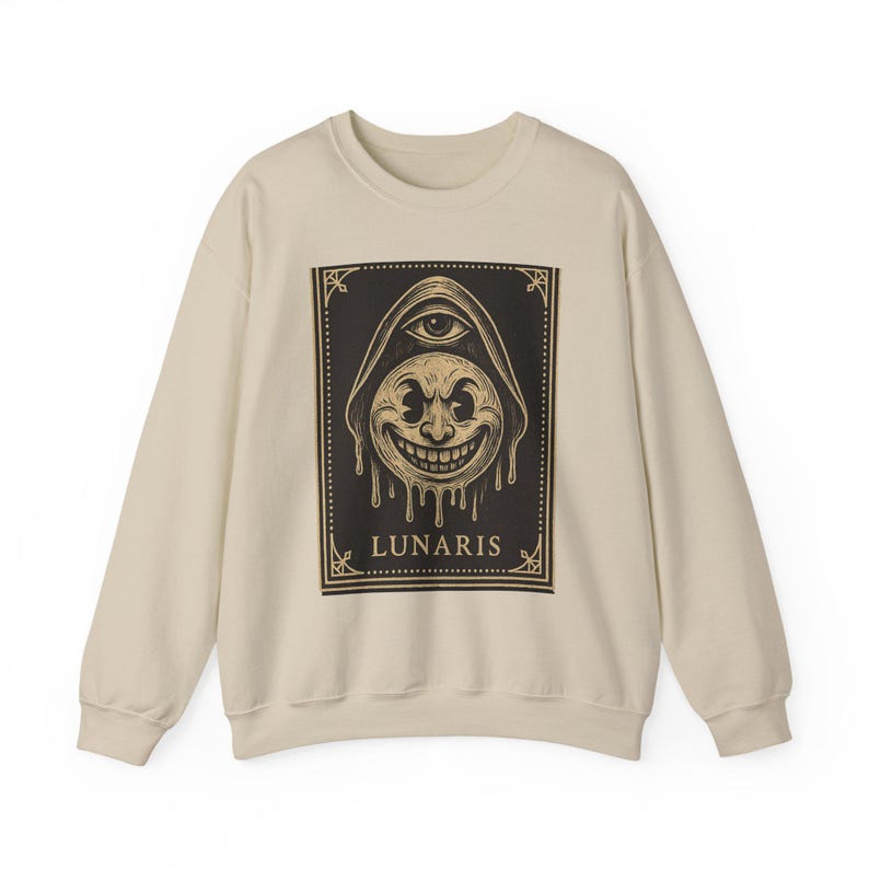 Felpa con cappuccio vintage con mascotte della luna in stile cartone animato, Warped Grin Neo Pop Apparel immagine 3