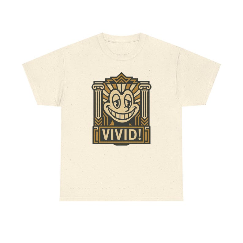 ワープド・グリン・マスコットTシャツ、ネオポップアートグラフィックシャツ、アールデコ、ほぼ大人向け 画像 7