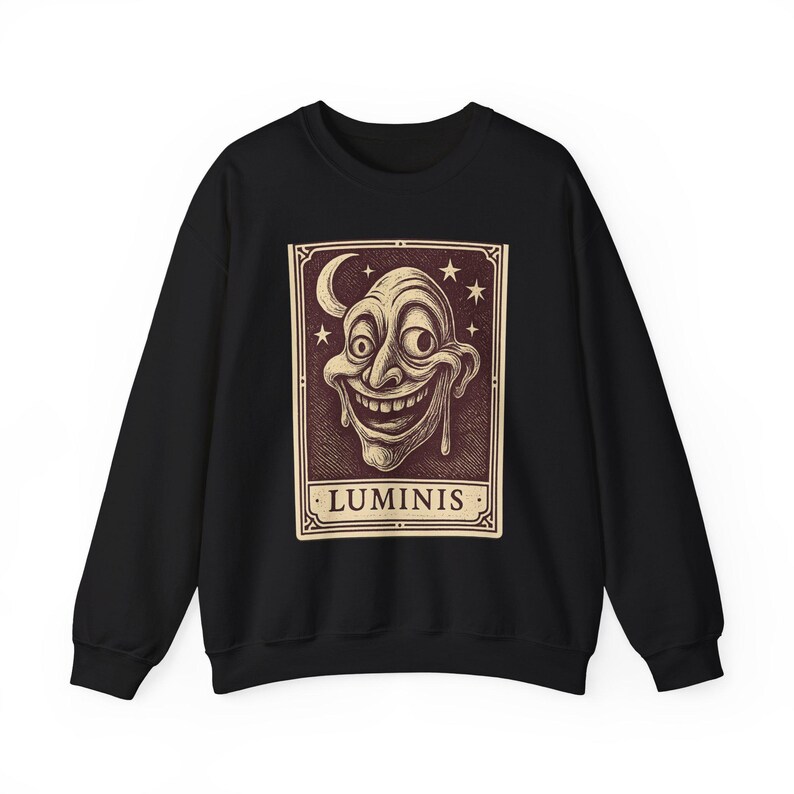 Sudadera Neo Pop con sonrisa deformada, suéter retro con diseño de cara feliz, diseño con efecto goteo. imagen 2