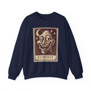 Sudadera Neo Pop con sonrisa deformada, suéter retro con diseño de cara feliz, diseño con efecto goteo. imagen 6