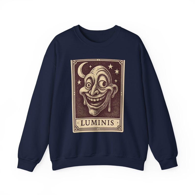 Sudadera Neo Pop con sonrisa deformada, suéter retro con diseño de cara feliz, diseño con efecto goteo. imagen 6