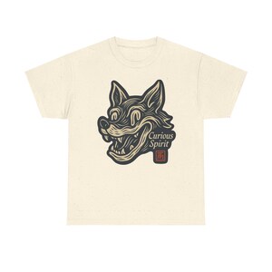 Camiseta con mascota de zorro sonriente distorsionada, camiseta de arte pop neo, estilo de dibujos animados vintage. imagen 7