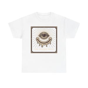 Verzerrtes Grinsen Maskottchen T-Shirt, Retro Cartoon Stil, Vintage Volkskunst inspiriertes T-Shirt Bild 1