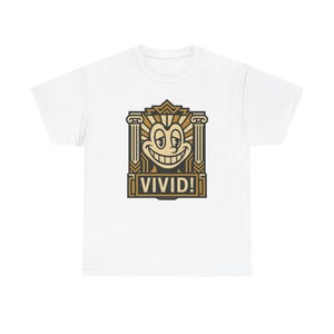 ワープド・グリン・マスコットTシャツ、ネオポップアートグラフィックシャツ、アールデコ、ほぼ大人向け 画像 1