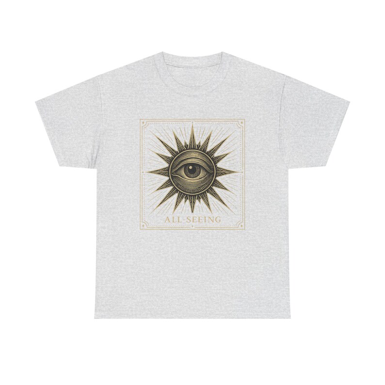 Camiseta Neo-Pop con el Ojo que Todo lo Ve, Camiseta urbana con grabado de tarot y ocultismo imagen 2