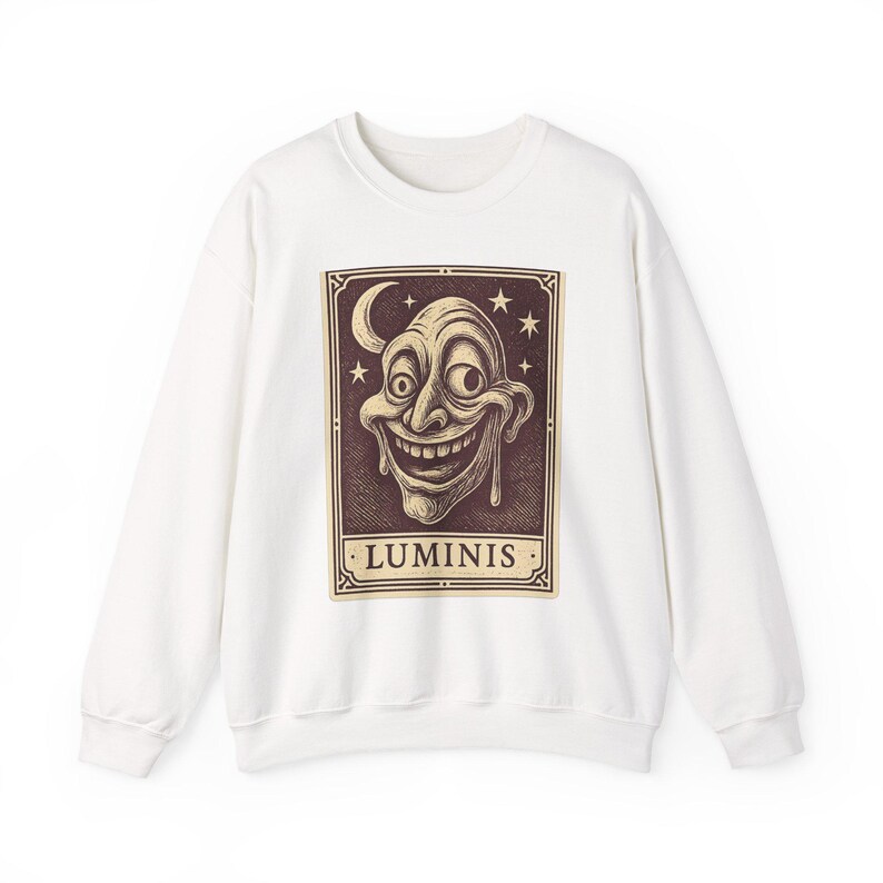 Sudadera Neo Pop con sonrisa deformada, suéter retro con diseño de cara feliz, diseño con efecto goteo. imagen 1