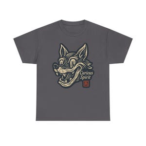 Camiseta con mascota de zorro sonriente distorsionada, camiseta de arte pop neo, estilo de dibujos animados vintage. imagen 8