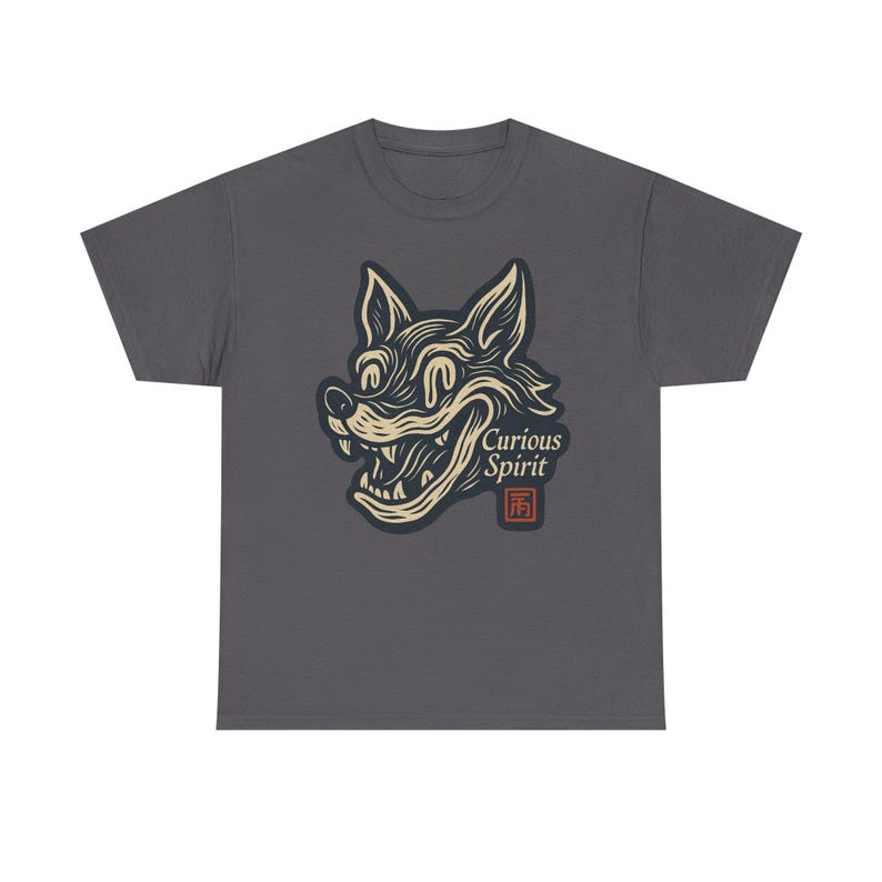 Camiseta con mascota de zorro sonriente distorsionada, camiseta de arte pop neo, estilo de dibujos animados vintage. imagen 8