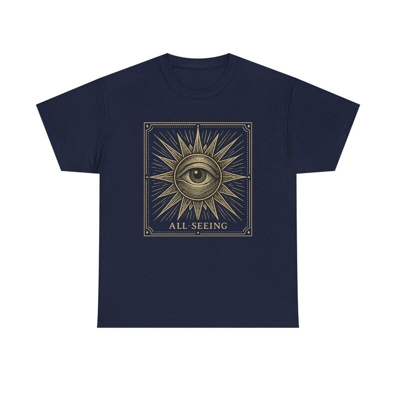 Camiseta Neo-Pop con el Ojo que Todo lo Ve, Camiseta urbana con grabado de tarot y ocultismo imagen 9