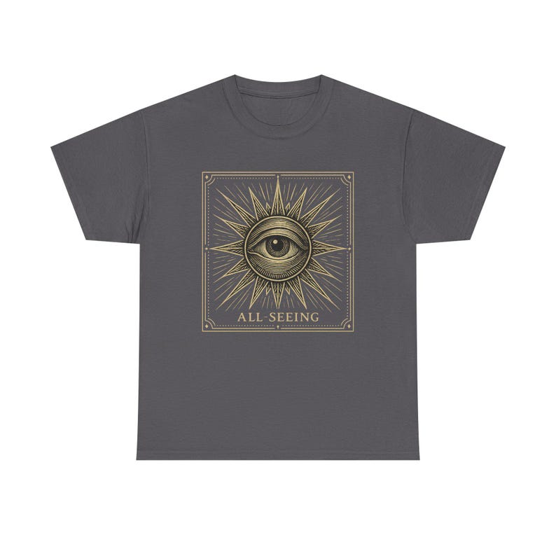 Camiseta Neo-Pop con el Ojo que Todo lo Ve, Camiseta urbana con grabado de tarot y ocultismo imagen 8