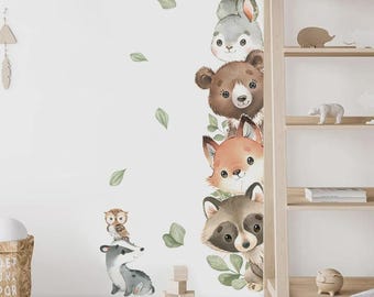 Woodland Animal Wall Decals, Nursery Wall Stickers, Forest Animal Peel and Stick Decals, Woodland Nursery Decor, Baby Room Wall Art