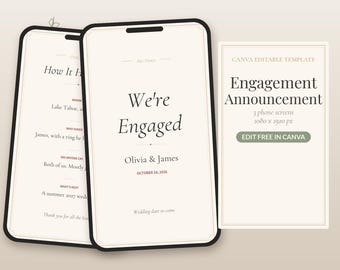 Modèle Canva modifiable pour annoncer vos fiançailles, Story Instagram « Nous sommes fiancés », Annonce minimaliste par téléphone, Comment ça s'est passé, 1080x1920