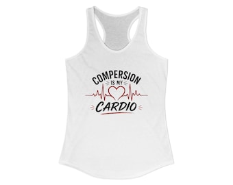 Compersion is My Cardio Racerback Tank – EKG Heartbeat Design, Polyamory Apparel