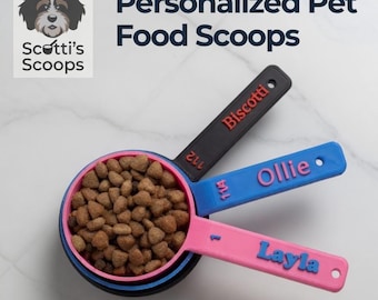 Custom Personalized Pet Food Scoop - Any Size, Name Engraved Measuring Scoop for Dogs & Cats