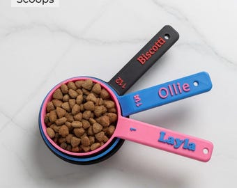 Custom Personalized Pet Food Scoop - Any Size, Name Engraved Measuring Scoop for Dogs & Cats