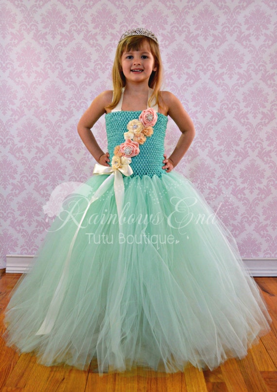 Vintage Dreams Couture Flower Girl Tutu Dress in Mint & Etsy