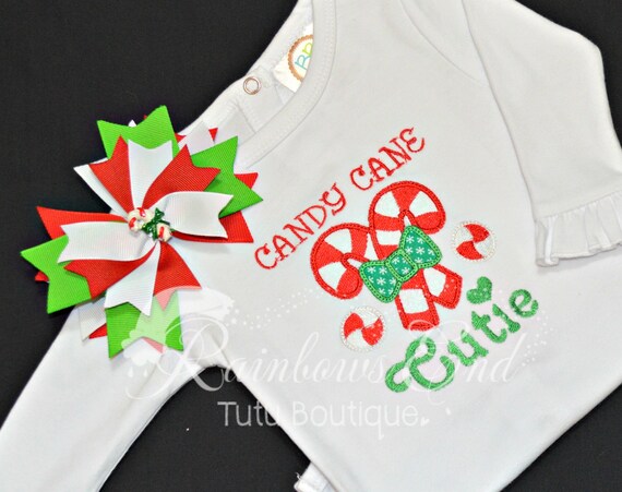 4T Christmas Candy Cane Cutie ribbon and lace trim tutu outfit dress set 6m