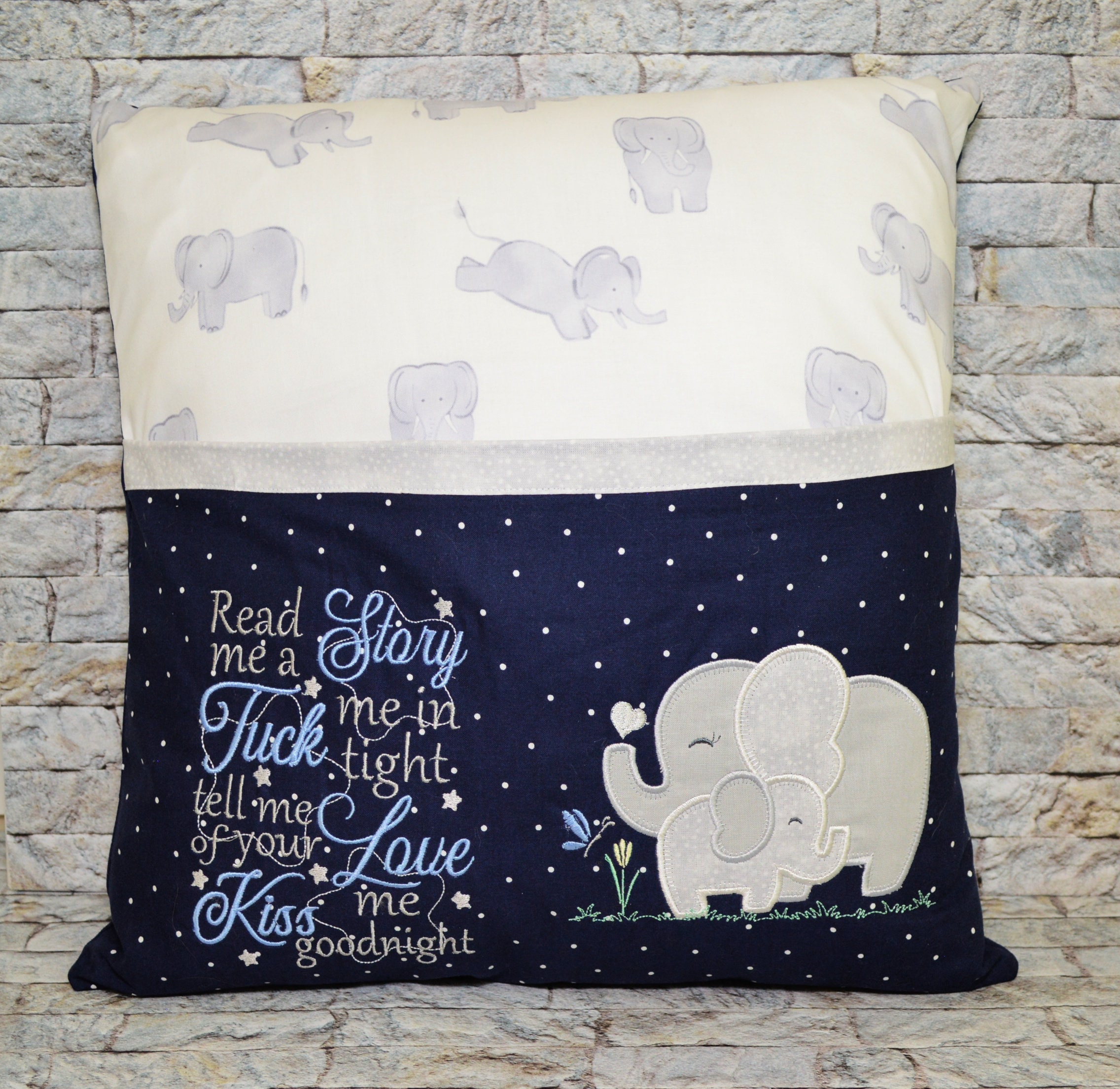 Reading PillowEmbroidered Pocket PillowTravel PillowStorybook Pillow