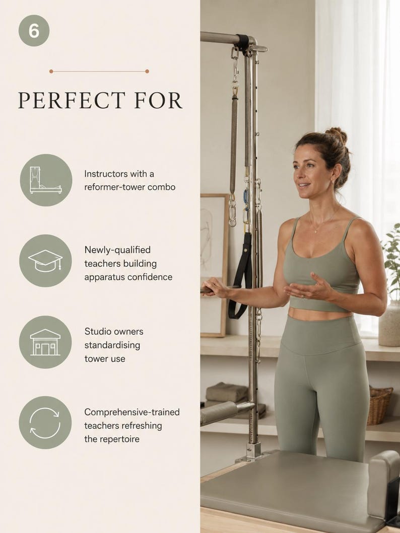 Reformer Tower Programming Reference, Pilates Cadillac Combo Exercise Guide for Instructors, Push-Through Bar & Springs PDF image 6
