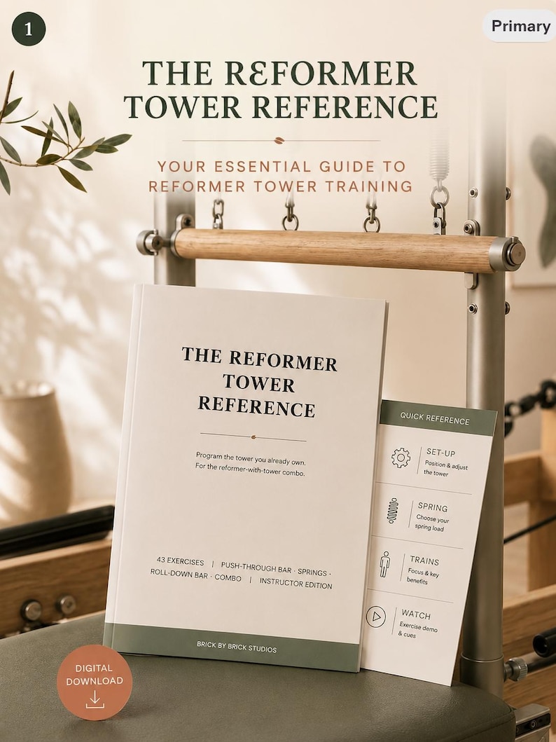 Reformer Tower Programming Reference, Pilates Cadillac Combo Exercise Guide for Instructors, Push-Through Bar & Springs PDF image 1
