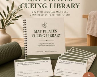 Matten-Pilates-Instruktoren-Hinweiskarten, nach Zielsetzung geordnet (Digitales PDF)