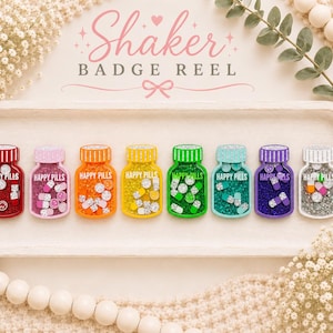 Pill Bottle Shaker Badge Reel, Shaker Badge Reel, Glitter Badge Reel, Pharmacy Tech Badge Holder, Pharmacist Gift, Retractable ID Holder
