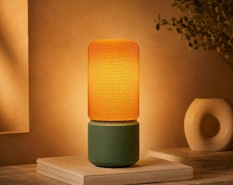 Mesh Zylinder Tischlampe — Skulpturale Tischlampe — Modernes minimalistisches Wohndekor — Handgemachte Designer Beleuchtung — Nachttischlampe