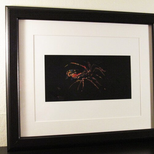 Lobster - Japanese shops Vintage Kimono Art Print with Frame