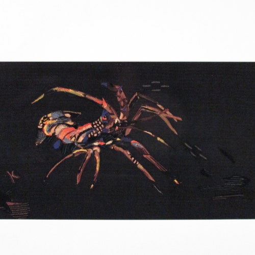 Lobster - Japanese shops Vintage Kimono Art Print with Frame
