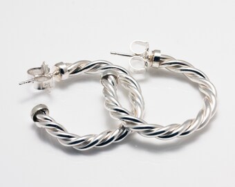 Sterling Silver Twisted Wire Hoops on Posts
