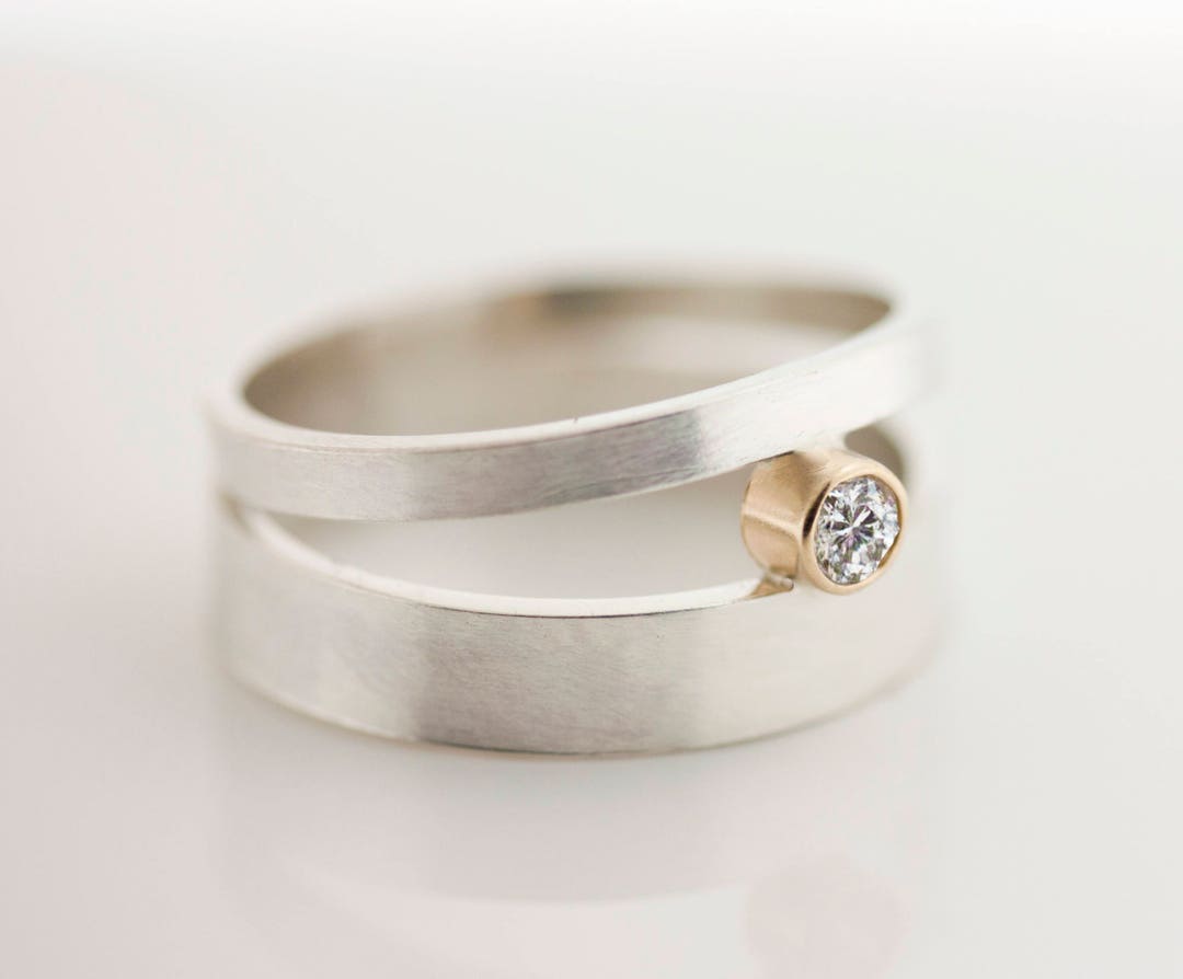 Sterling Silver Brushed Matte Double Orbit Ring With Conflict-free ...