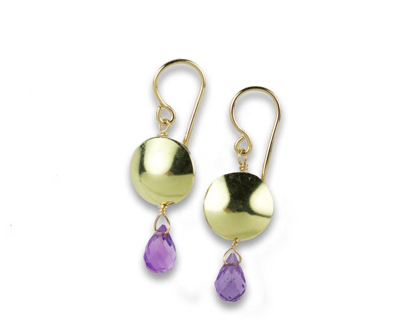 18kSterling Bi-metal 12 Bead Earrings with Amethyst Briolettes on 14k Ear Wires 25/% off!