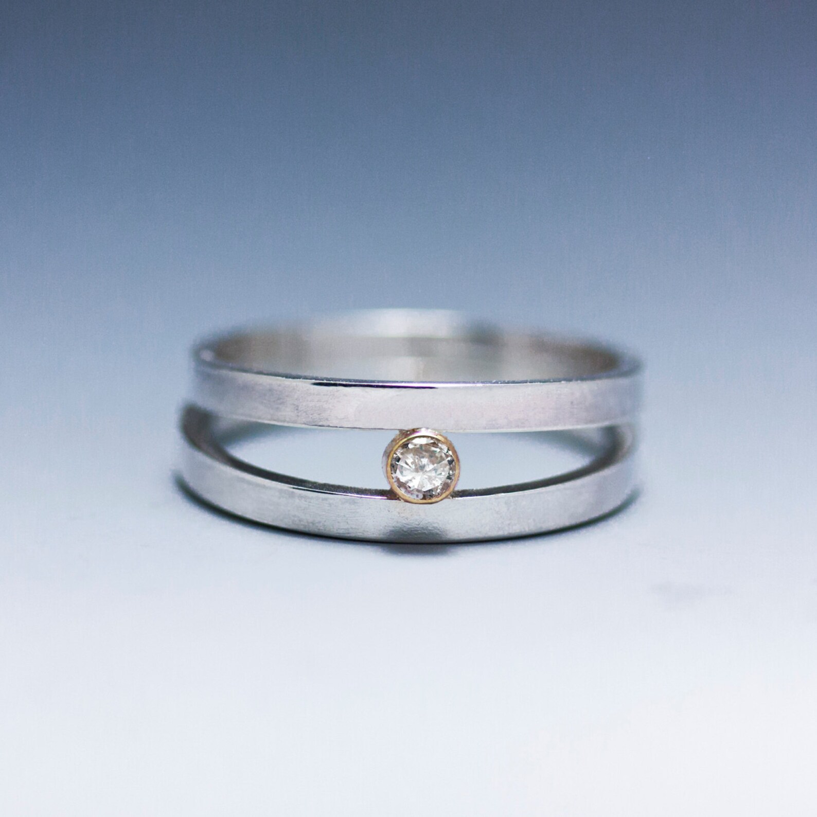 Sterling Silver Double Orbit Ring With Conflict-free Diamond Set in 14k ...