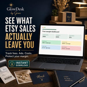 Etsy Seller Dashboard Spreadsheet True Margin After Fees Ads COGS Quadrant Excel