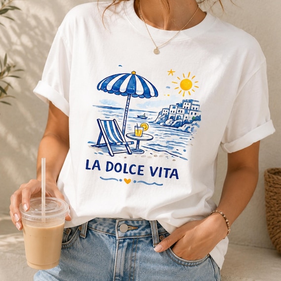 Comfort Colors La Dolce Vita Shirt, Italian Summer Beach Graphic Tee, Amalfi Coast Vacation