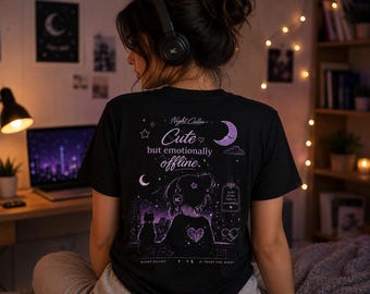 Emocionalmente desconectado – Camiseta gráfica de luna y estrellas / Camiseta gótica de cielo nocturno