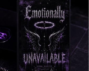 Funda para teléfono con diseño de inaccesibilidad emocional / Alas de ángel góticas, halo, polímero vegano