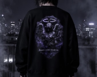 Sudadera Cyber Grunge Angel, jersey Gothic Raven, sudadera de cuello redondo estilo streetwear