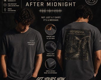 Camiseta gótica "Sin señal después de medianoche", top gráfico de estilo urbano oscuro.