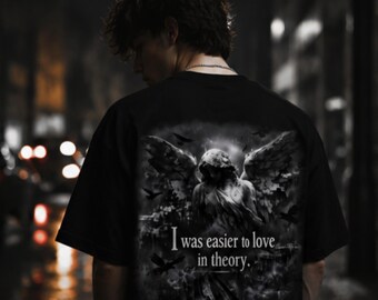 Camiseta con calavera de ángel / Camiseta con cita melancólica oscura
