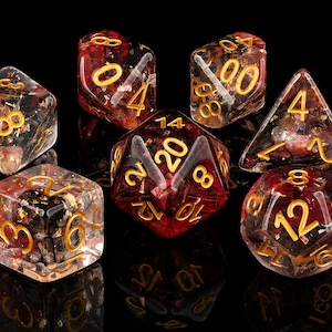Ruby & Opal RPG-dobbelstenenset - 7 stuks | Premium RPG-dobbelstenenset | Metaal, edelsteen, hars