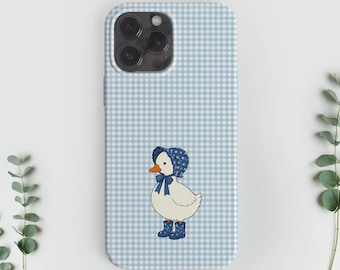 Gingham Goose Phone Case, Cottagecore Tough Cover, iPhone, Samsung, (MagSafe)