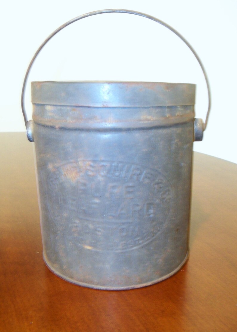 Vintage Metal Lard Bucket Can with Cover and Handle John P. Etsy
