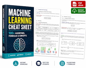 Maschinelles Lernen Spickzettel PDF, KI-Lernleitfaden, Algorithmus, Formeln und Konzepte, Calculas Formeln, Wahrscheinlichkeits-Spickzettel