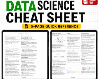Foglio riassuntivo di Data Science in PDF, guida di studio di statistica per l'apprendimento automatico, riferimento rapido stampabile di 5 pagine