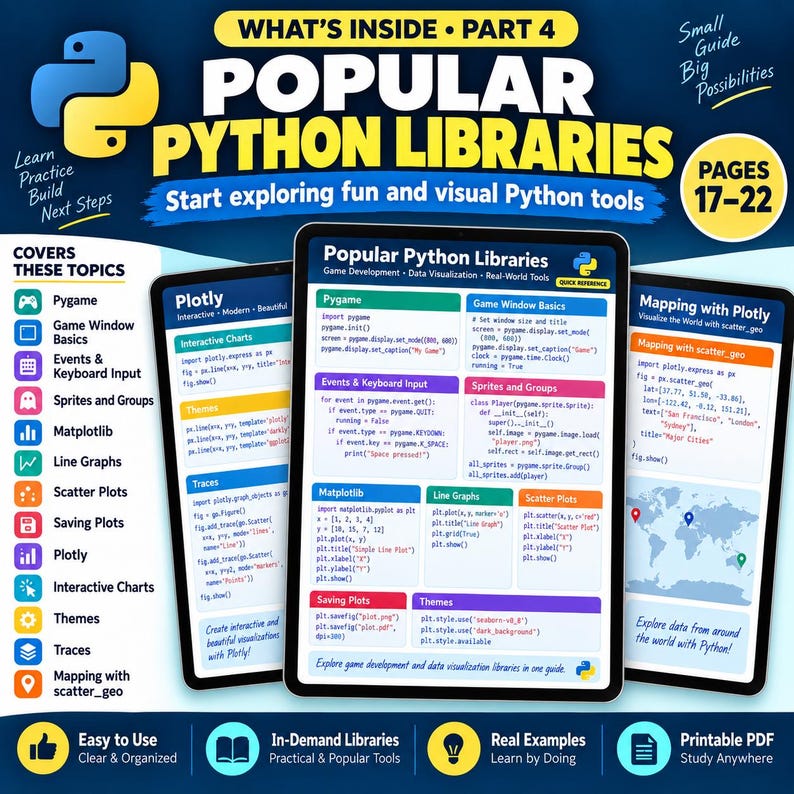 Python Cheat Sheet | Matplotlib Cheat Sheet PDF | Django Cheat Sheet | Python Notes | Coding Reference | Programming PDF | Developer Guide bild 6