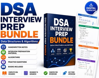 DSA Interview Prep Bundle, Datenstrukturen, Algorithmus, Notizen, Kodierungsfragen (PDF Download)